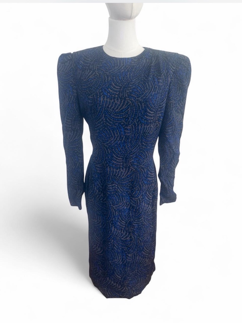 Classic Navy Blue Long Sleeve Sheath Dress